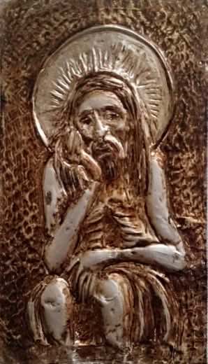 Chrystus Frasobliwy — relief w blasze