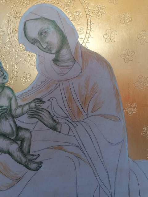Madonna z Dzieciątkiem wg D. Vuškovicia — w trakcie malowania