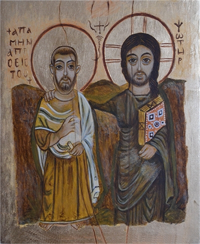 Chrystus i Święty Menas-kopia ikony koptyjskiej z ok. VI wieku.